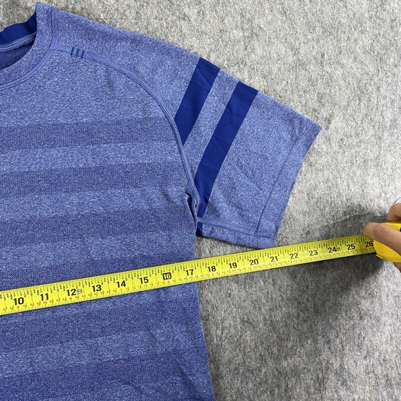 Lululemon Metal Vent Tech T-Shirt Men's Small Blue Stretch Gym Train Striped - Picture 5 of 10